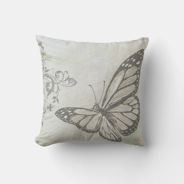 Butterfly on Grey Cushion (Front)