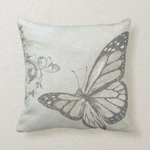 Butterfly on Grey Cushion