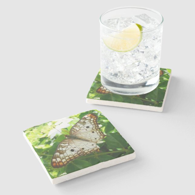 Butterfly on Jasmine Tropical Nature Photography Stone Coaster (Side)
