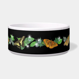 butterfly on leaf with raindrops and stars