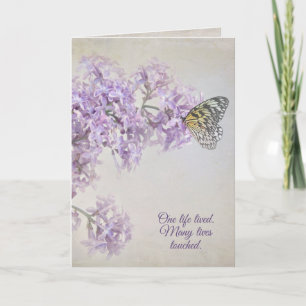 Butterfly on Lilac Flower Sympathy   Card