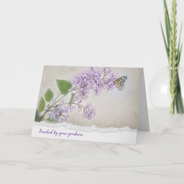 Butterfly on Lilacs Thank You Card (Front)