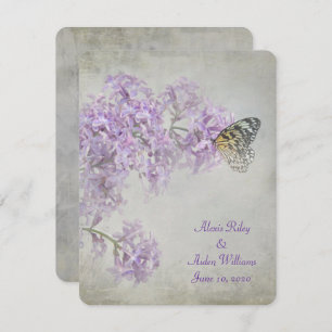 Butterfly on Lilacs wedding invite