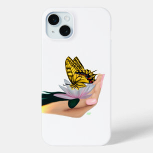 Butterfly on Lotus Bloom iPhone 15 Mini Case