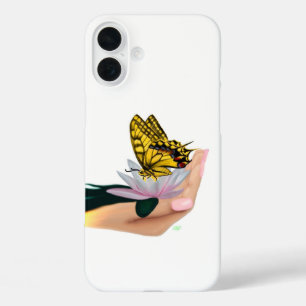 Butterfly on Lotus Bloom iPhone 16 Plus Case