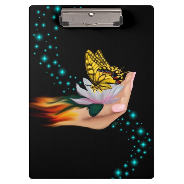 Butterfly on Lotus Bloom Clipboard (Front)