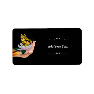 Butterfly on Lotus Bloom Label