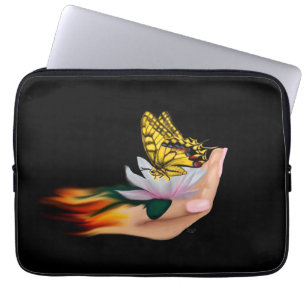Butterfly on Lotus Bloom Laptop Sleeve