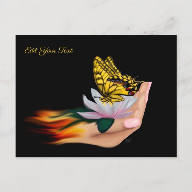 Butterfly on Lotus Bloom Postcard (Front)