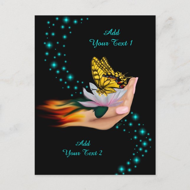 Butterfly on Lotus Bloom Postcard (Front)
