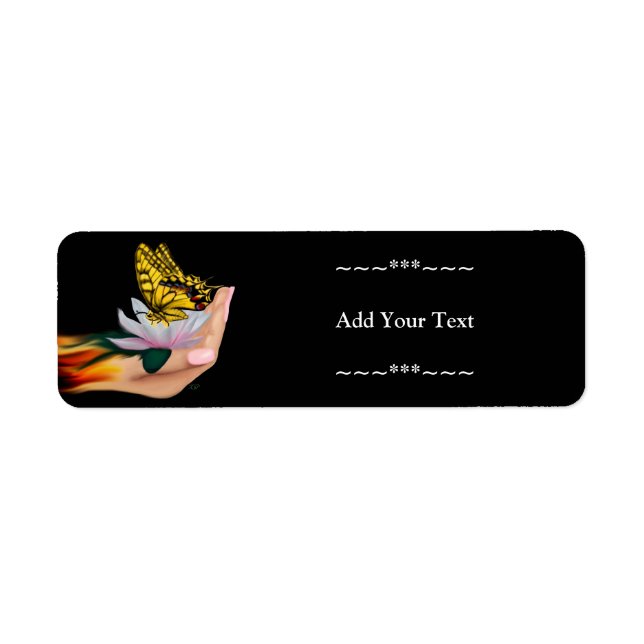 Butterfly on Lotus Bloom Return Address Label (Front)
