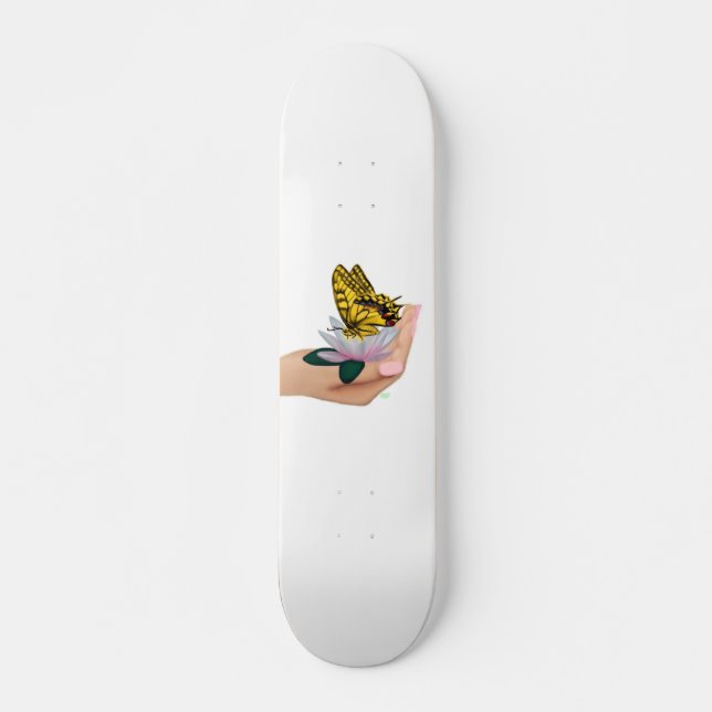 Butterfly on Lotus Bloom Skateboard (Front)