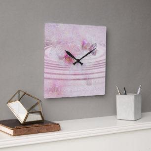 Butterfly On Orchid Square Wall Clock