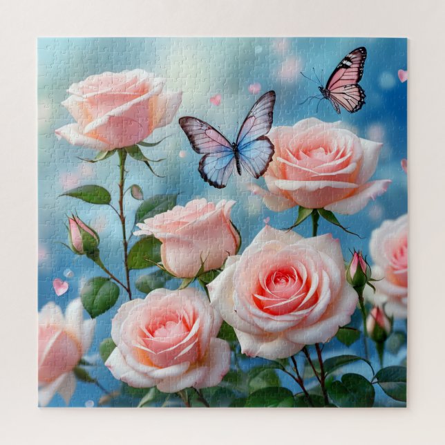 Butterfly On Pink Flower Jigsaw Puzzle (Vertical)
