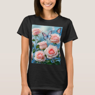 Butterfly On Pink Flower T-Shirt