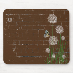 Butterfly on puff wildflower mouse pad