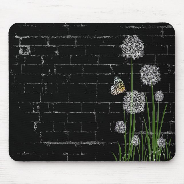 Butterfly on puff wildflower mouse pad (Front)