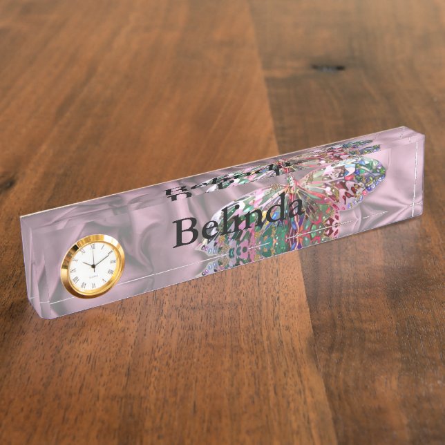 Butterfly on Purple Chiffon Nameplate (Side)