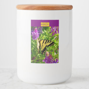 Butterfly on Purple Flowers. Customisable Food Label
