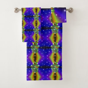 Butterfly on purple yellow Rainbow Bath Towel Set
