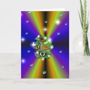 Butterfly on purple yellow Rainbow Card