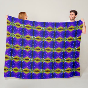 Butterfly on purple yellow Rainbow Fleece Blanket