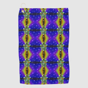 Butterfly on purple yellow Rainbow Golf Towel