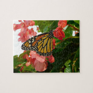 Butterfly on Red Flowers Jigsaw Puzzle