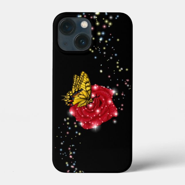 Butterfly on red Rose Case-Mate iPhone Case (Back)