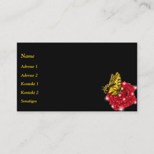 Butterfly on Red Rose with Raindrops Business Card