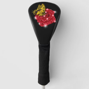 Butterfly on red Rose with Stars and Raindrops Golf Head Cover
