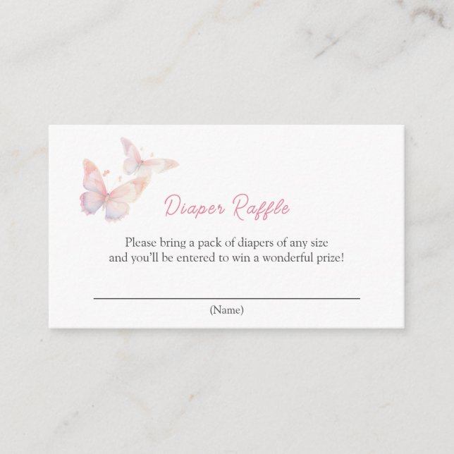 Butterfly on the Way Baby Shower Diaper Raffle Enclosure Card (Front)