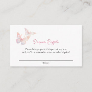 Butterfly on the Way Baby Shower Diaper Raffle Enclosure Card