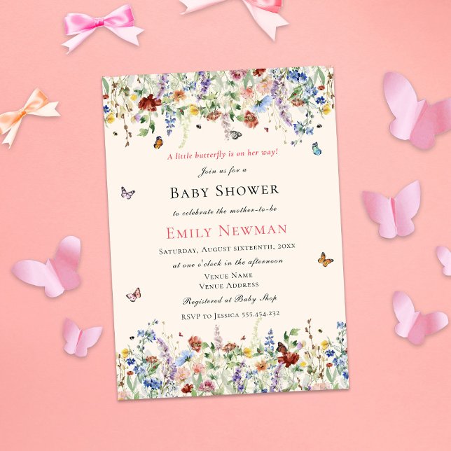 Butterfly on the Way | Floral Girl Baby Shower Invitation (Creator Uploaded)