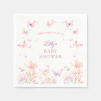 Butterfly on the Way Pink Flowers Baby Shower