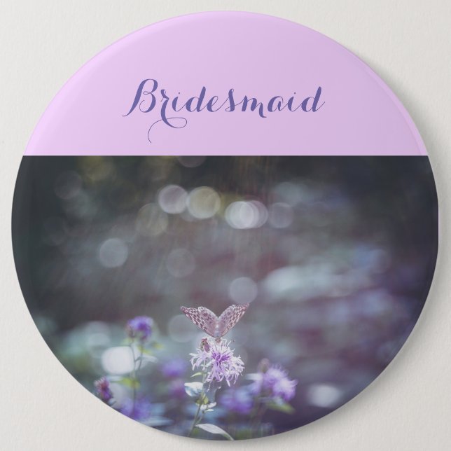 Butterfly on the wild flowers 6 cm round badge (Front)