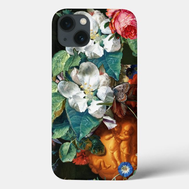 BUTTERFLY ON WHITE FLOWERS Floral Case-Mate iPhone Case (Back)
