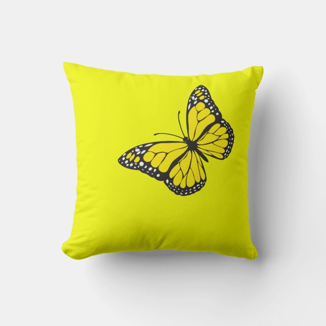 Butterfly on Yellow Background Cushion (Front)