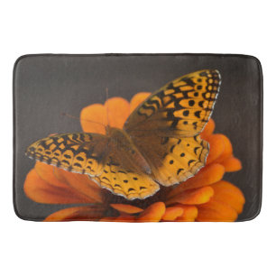 Butterfly On Zinnia Bath Mat
