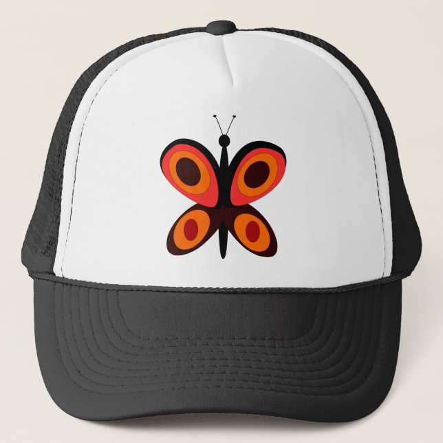 Butterfly Orange Insect Red Wings Garden Bug Trucker Hat (Front)