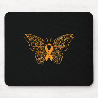 Butterfly Orange Ribbon Cancer Leukaemia Awareness Mouse Pad