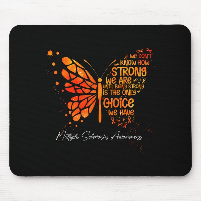 Butterfly Orange Ribbon Multiple Sclerosis Awarene Mouse Pad (Front)