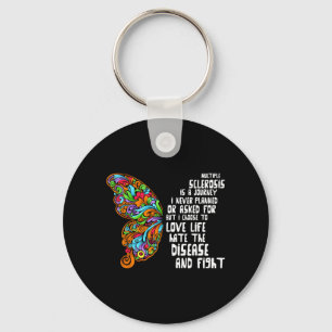 Butterfly Orange Ribbon Multiple Sclerosis Key Ring