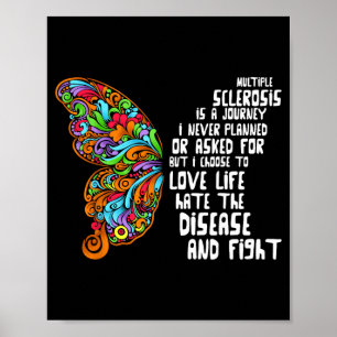 Butterfly Orange Ribbon Multiple Sclerosis Poster