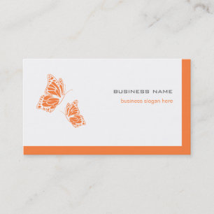 Butterfly Orange & White Elegant Modern Simple 2 Business Card