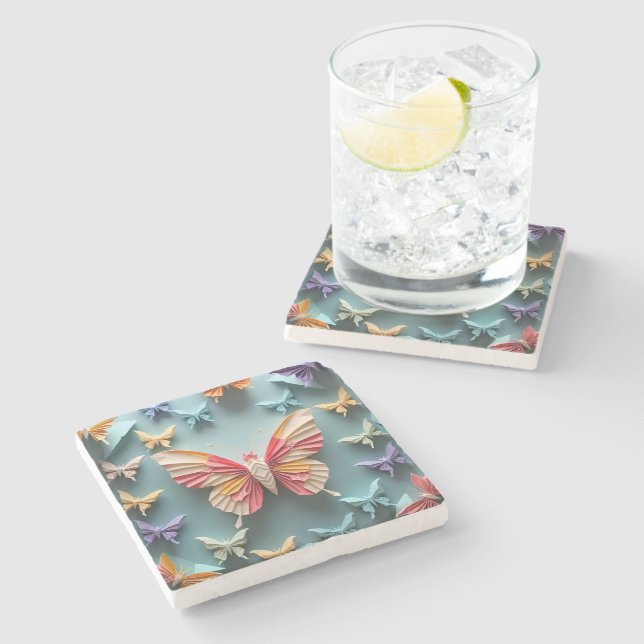 Butterfly Origami Stone Coaster (Side)