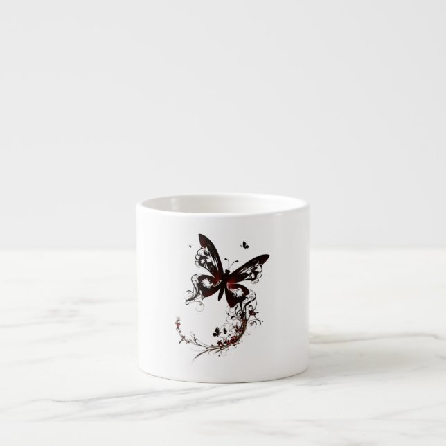Butterfly Outline Speciality Espresso Mug  (Front)