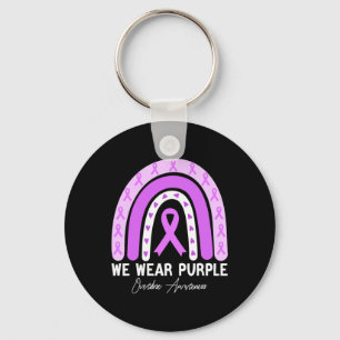 Butterfly Overdose Awareness Month Purple Ribbon Key Ring