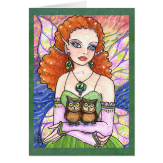 Butterfly Owl Bird Fariy Fantasy Card by Ann Howar