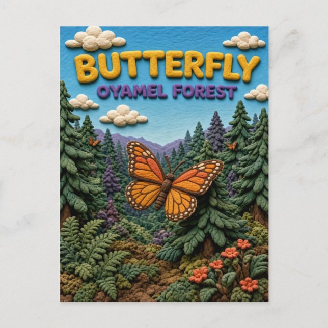 Butterfly Oyamel Forest Modern KlayKoo Postcard (Front)